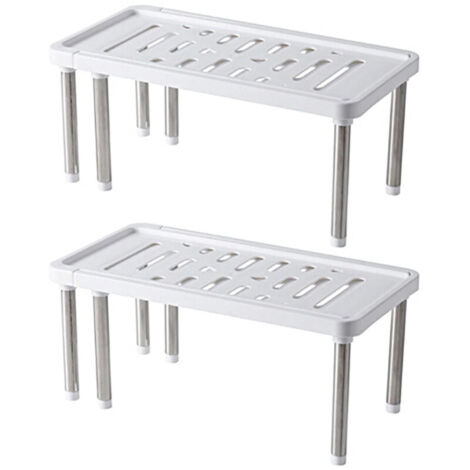 Bardusch-Lot de 2 rehausseurs extensibles pour étagères de placard, rangement de cuisine, sous l'évier, sur le plan de travail : gain de place, autoportants, robustes, antidérapants et empilables, jus