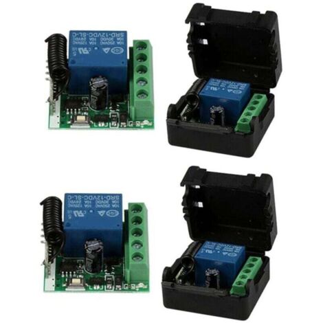 Bardusch-Lot de 2 Relais Télécommande Sans Fil Universelle 12V 1 Canal 433MHz Récepteur Émetteur Bouton DIY