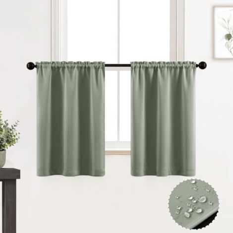 Bardusch-Lot de 2 Rideaux de Salle de Bain et de Cuisine, imperméables à Petits étages, Style bohème, Vert Sauge, 61 cm de Long