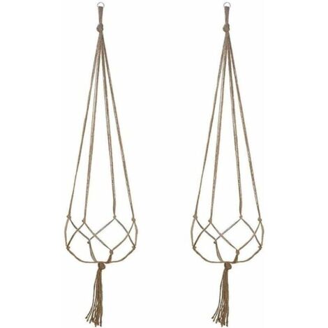 Bardusch-Lot de 2 Suspension Plante pour Pot de Fleurs Cache Pots Suspension en Corde Suspension Plante Macramé Porte Décoration pour Interieur et Extérieur Suspendue Décoration Balcon Maison (90cm)