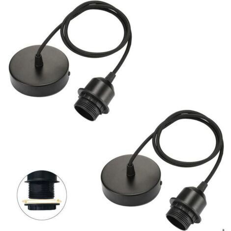 Bardusch - lot de 2 suspensions E27 avec bague vissable, câble textile réglable 100cm, suspension compatible avec abat-jour, pour suspension
