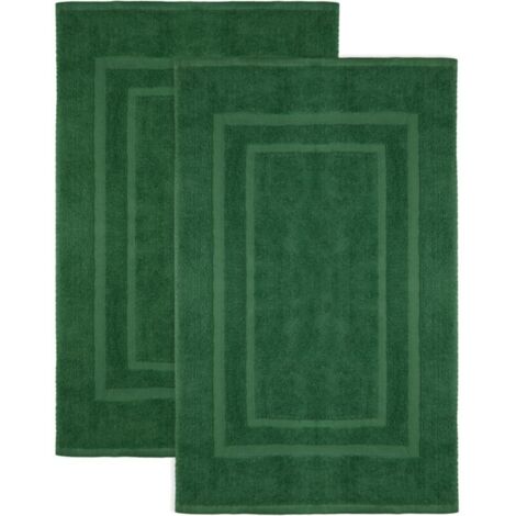 Bardusch-Lot de 2 Tapis de Bain en 100% Coton, 50 x 80 cm, Vert foncé