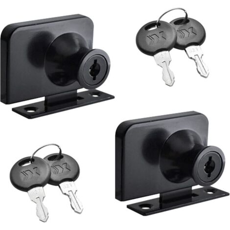 Bardusch Lot de 2 Verrous de Porte en Verre en Alliage de Zinc pour Porte de Placard en Verre avec Clé Double Verrou d'Ouverture pour Porte en Verre de 3 à 7 mm d'Épaisseur (Noir Mat)