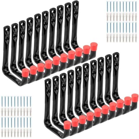 Bardusch - Lot de 20 crochets de rangement pour garage, 9 cm, crochets muraux lourds, crochets utilitaires pour vélo, chaise, échelles, tuyau, outils de jardin
