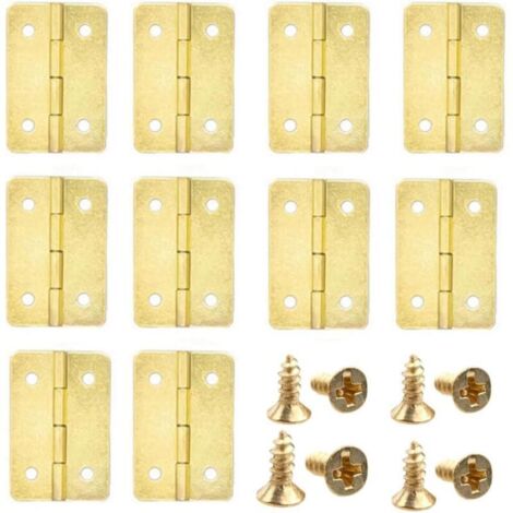 Bardusch Lot de 20 petites charnières pliables en bronze antique pour boîte à bijoux en bois, 37 x 25 mm, doré