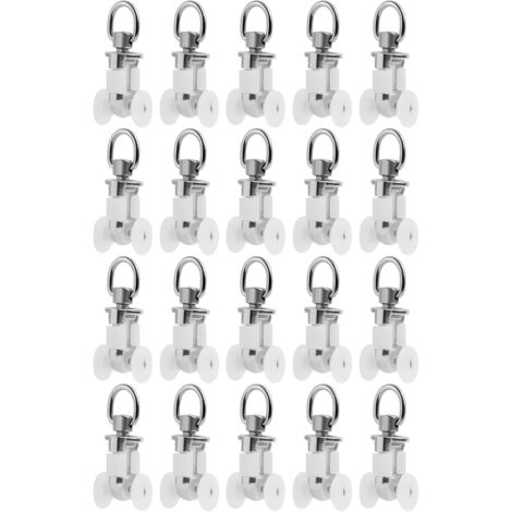 Bardusch-Lot de 20 rouleaux de rail planeur pour rideaux – Roulettes en métal et plastique – Diamètre 10 mm – Charge maximale 400g