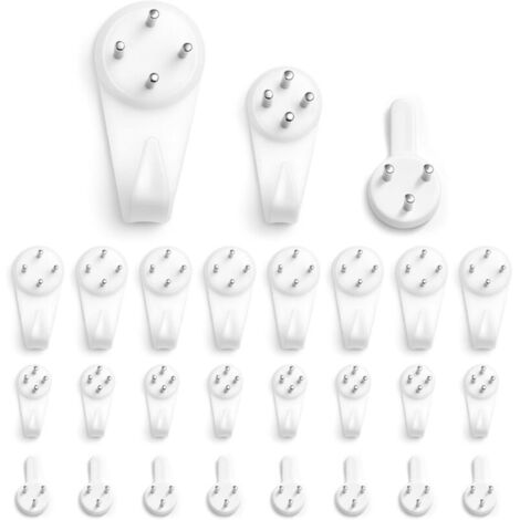 Bardusch-Lot de 24 crochets muraux sans trace pour accrocher des tableaux, des photos, des miroirs (40×20,30×15,25×15)