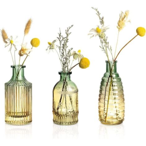 Bardusch-Lot de 3 mini vases verre vintage colorés, soliflores pour bureau, mariage ou centre table
