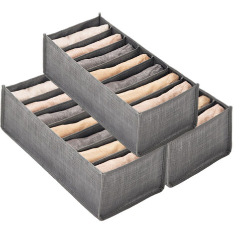Bardusch-Lot de 3 organisateurs lavables pour t-shirts, bacs à 7 compartiments, rangement tiroir efficace.