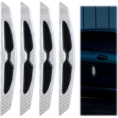 Bardusch Lot de 4 autocollants protection portiere voiture blancs, réfléchissants pour la nuit, utilisables sur tous types de voitures.