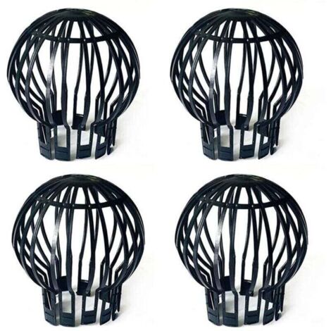 Bardusch-Lot de 4 bouchons de protection de gouttière en plastique pour tuyau de descente - Anti-blocage des feuilles, mousse, boue, boue, boules et autres débris - Noir