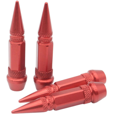 Bardusch-Lot de 4 capuchons de valve de pneu de 60 mm en acier inoxydable pointu, pour voitures, motos et vélos (rouge).