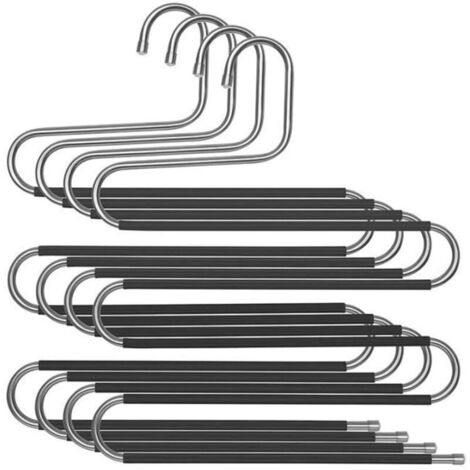 Bardusch - Lot de 4 Cintres en INOX à 5 Niveaux, Organisateur, Rangement, Cintre Multiples pour Pantalons, Serviettes, Cravates Label