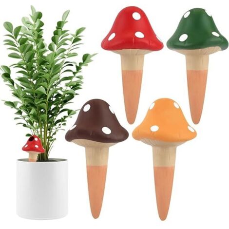 Bardusch - Lot de 4 Cônes d'Arrosage Autonomes en Terre Cuite, Globes Goutteurs Décoratifs pour Plantes - Système d'Arrosage Automatique pour Plantes d'Intérieur et d'Extérieur (Champignon)