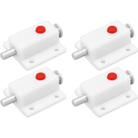 Bardusch Lot de 4 Loquets de Porte Automatiques à Ressort en Plastique Blanc pour Portes d'armoires Portes de Garde-robe Berceaux Fenêtres
