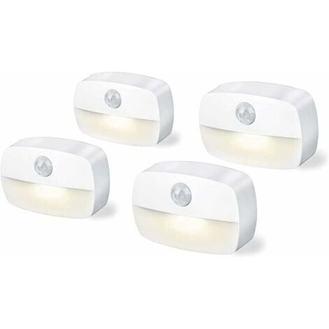 Bardusch-Lot de 4 lumières d'intérieur à détecteur de mouvement à piles 3 A pour placard, escaliers, couloir, cuisine, chambre à coucher(batterie non incluse)