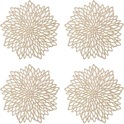 Bardusch-Lot de 4 napperons ronds or Ø30 cm, plastique évidé, isolation thermique décoration table, usage festif