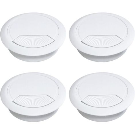 Bardusch Lot de 4 passe-câbles ronds pour bureaux, diamètre de perçage 60 mm, pour tables, bureaux et plans de travail.