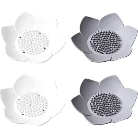 Bardusch-Lot de 4 porte-savons fleur en silicone – créatifs, drainage domestique, accessoires salle de bain colorés