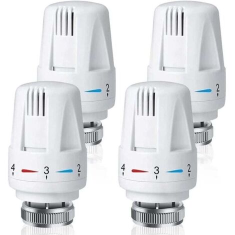 Bardusch-Lot de 4 robinets thermostatiques pour radiateur, têtes thermostatiques M30 x 1,5, robinets thermostatiques pour radiateur pour la maison et le bureau, remplacement pour thermostats de radiat