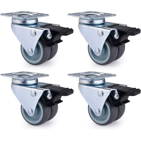 Bardusch-Lot de 4 Roulettes Pivotantes Ultra résistantes avec Frein d’arrêt pour Meubles Capacité 600 kg