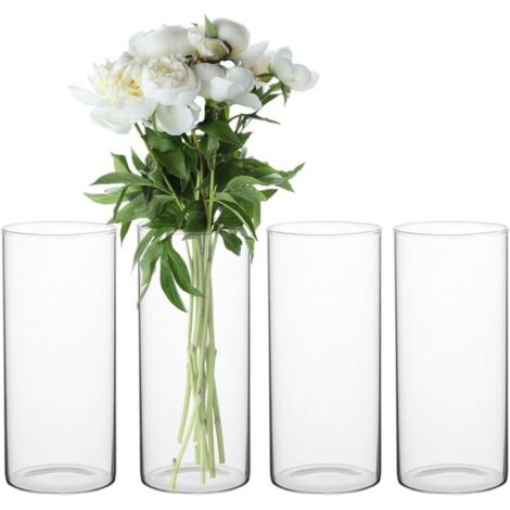 Bardusch-Lot de 4 vases verre cylindriques 10 cm, pour bougies flottantes ou déco mariage