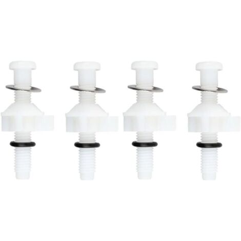 Bardusch Lot de 4 vis de fixation pour abattant de WC en plastique et acier inoxydable pour salle de bain avec accessoires complets blanc
