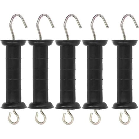 Bardusch - Lot de 5 poignées de portail de clôture avec ressort - Poignée de portail électrique - Accessoires de clôture électrique - Grand crochet de fixation pour clôture électrique