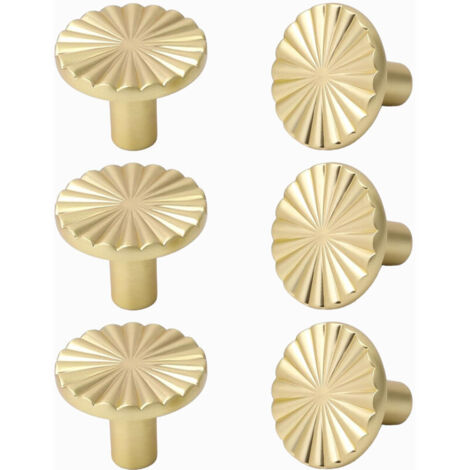Bardusch - Lot de 6 boutons de porte dorés pour meubles de cuisine, poignées de tiroir de style vintage et quincaillerie pour commode.