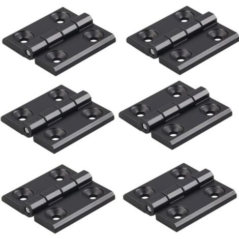 Bardusch Lot de 6 charnières noires en alliage de zinc - 40 x 40 mm - Charnières profilées en aluminium - Kit d'installation pour profilé d'extrusion en aluminium 2020 - 6 mm