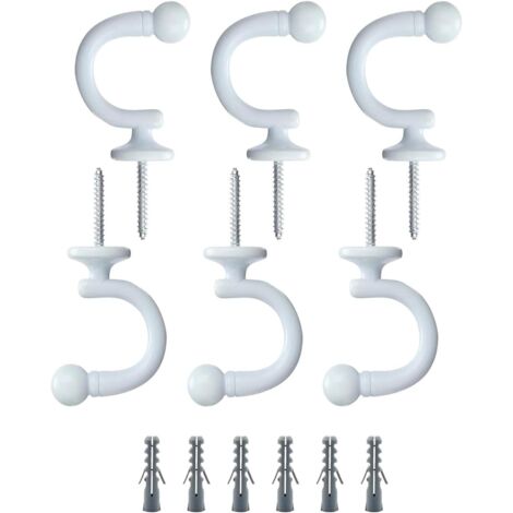 Bardusch-Lot de 6 crochets de rideaux en forme de U avec chevilles d'expansion, adaptés aux portes, rideaux, vêtements et porte-clés
