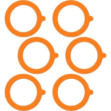 Bardusch Lot de 6 joints d'étanchéité en caoutchouc pour bocaux en verre, joints de rechange hermétiques en silicone pour bocaux - 9,3 cm (orange)