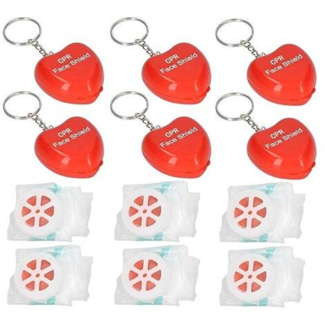 Bardusch-Lot de 6 masques de premiers secours pour réanimation cardio-pulmonaire, avec valve unidirectionnelle, porte-clés de poche portable pour adultes et enfants