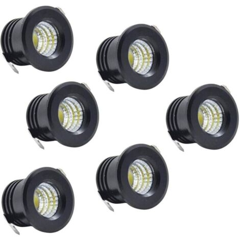 Bardusch-Lot de 6 Mini Spots encastrables au Plafond LED Noirs Mini Spot LED pour plafonnier d'armoire, 3 W, Blanc Chaud