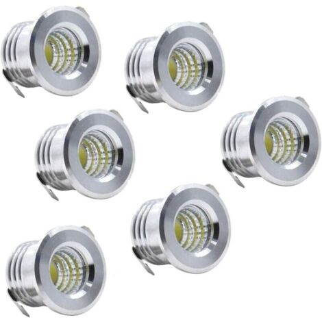 Bardusch-Lot de 6 Mini Spots encastrables au Plafond LED Noirs Mini Spot LED pour plafonnier d'armoire, 3 W, blanc froid