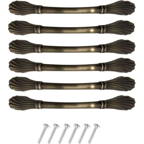 Bardusch-Lot de 6 poignées d'armoire vintage chic – poignées de tiroir chic – poignées de porte de meuble – poignées de placard de cuisine antiques (96 mm d'écart entre les trous), bronze vert