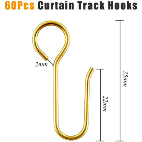 Bardusch-Lot de 60 crochets métalliques en forme de S pour tringle à rideaux, crochets pour tringle à rideaux de douche et de lit suspendus.
