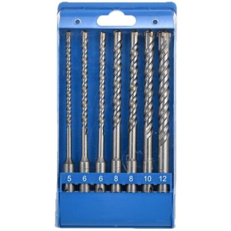 Bardusch - Lot de 7 forets à béton, marteau perforateur électrique, forets muraux à quatre tranchants 5/6/8/10/12 mm x 160 mm pour divers matériaux, ciment
