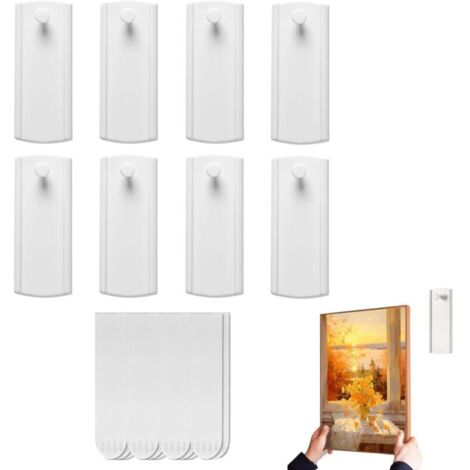 Bardusch-Lot de 8 clous adhésifs Tesa pour cadre photo, clous adhésifs muraux, clous adhésifs, crochets adhésifs pour photos, crochets autocollants Tesa, pour papier peint et plâtre, faciles à install