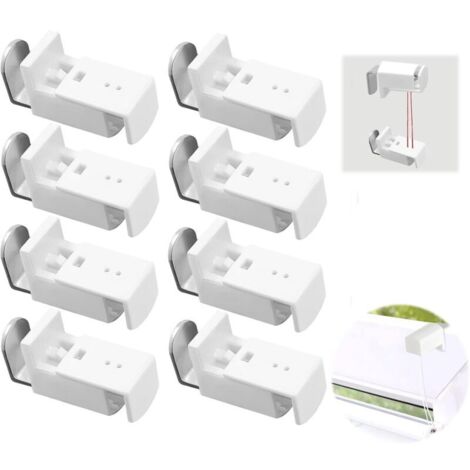 Bardusch Lot de 8 Supports de Serrage pour Store Plissé sans Percage, Fixation Store sans percage, Support de Fixation Réglable Universel pour Store Tendu sur Tous Types de Fenêtres et Portes, Blanc
