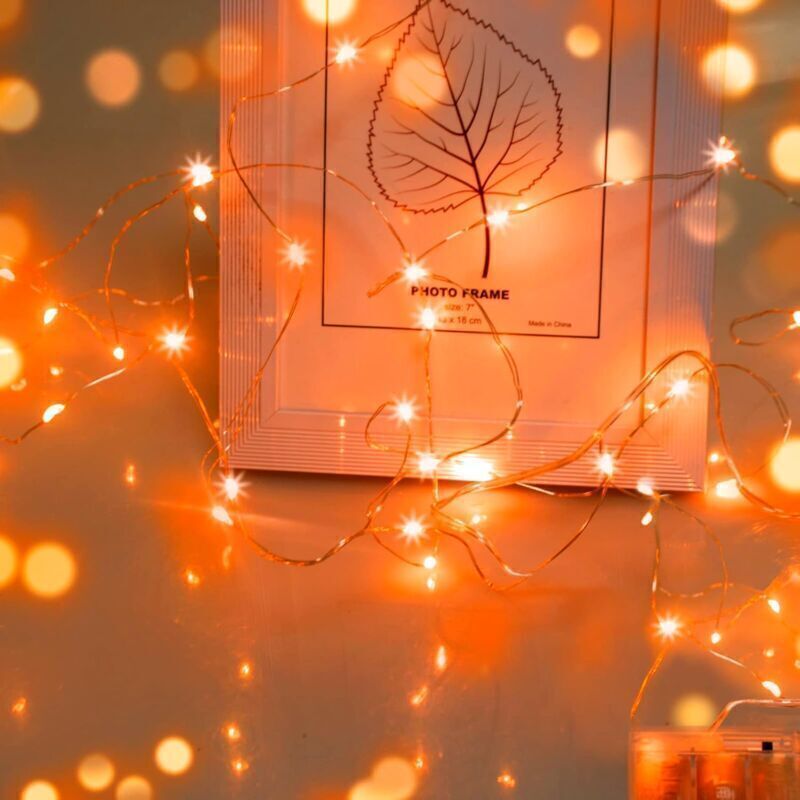 Bardusch-Lumières d'Halloween,Guirlandes lumineuses d'automne orange, 3m 9.8ft 20 LEDs Mini Guirlande Lumineuse LED a Pile Extérieur et Intérieur