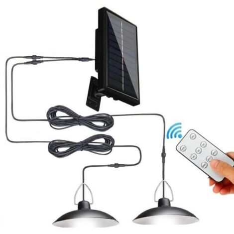 Bardusch-Lustre Suspension solaire à LED intérieure extérieure avec ampoule de ligne, double tête, lumière chaude