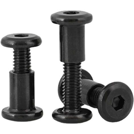 Bardusch - M4x12mm 25 Paires Vis De Connecteur D'armoire,Connexion,Assemblage Meuble en Acier Inoxydable A2 V2A Dacromet Noir (25 Vis Pour Meubles, 25 écrou à Douille)