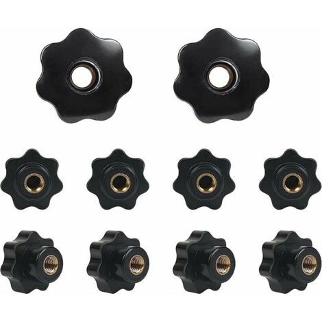 Bardusch-M8 Boutons étoile, bouton moleté à filetage femelle, poignée en plastique noir boutons de serrage pour équipement mécanique