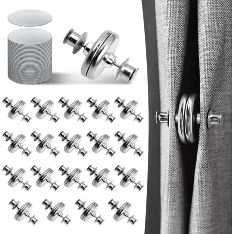 Bardusch-Magnétiques Rideaux,20 Paires de Boutons Magnétiques, Contrepoids pour Rideaux de Douche, Aimants de Douche pour la Chambre, la Salle de Bain Bureau