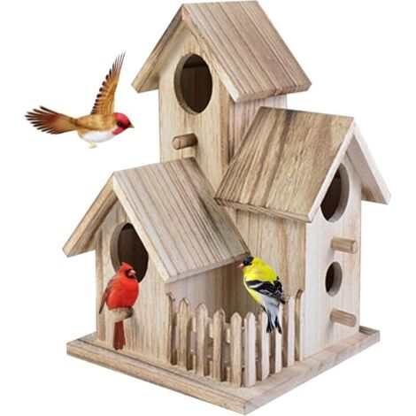 Bardusch - Maison d'Oiseaux en Bois Naturel pour le Jardin Extérieur - Hôtel de Nichage Nouveauté