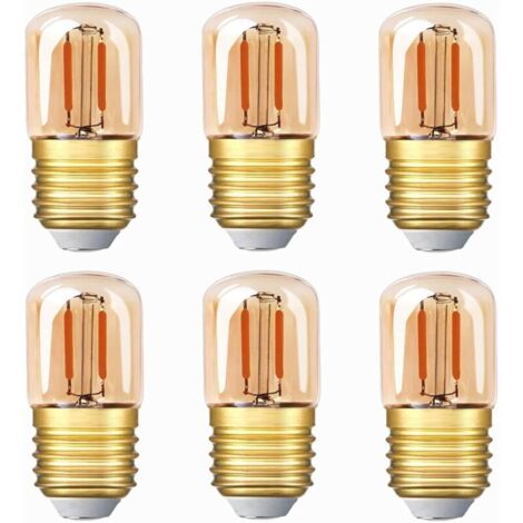Bardusch-Mini ampoule LED tubulaire, 1W T28 Edison Ampoule à filament LED E27 Base à vis 2200K Ampoule blanche super chaude pour décorative‎ 80 lm non dimmable (verre ambré)，220V, 6 Pack [Classe énerg