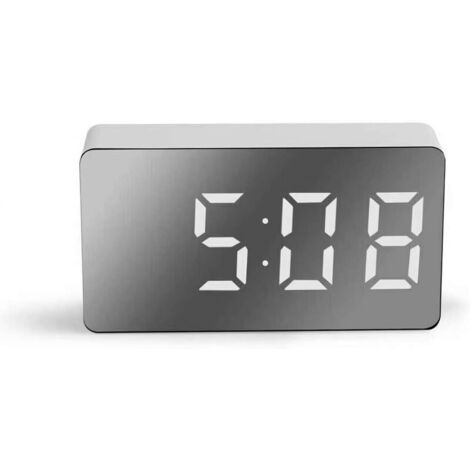 Bardusch-Mini horloge miroir LED, alarme numérique électronique de voyage et de voiture, police multicolore, portable et silencieuse