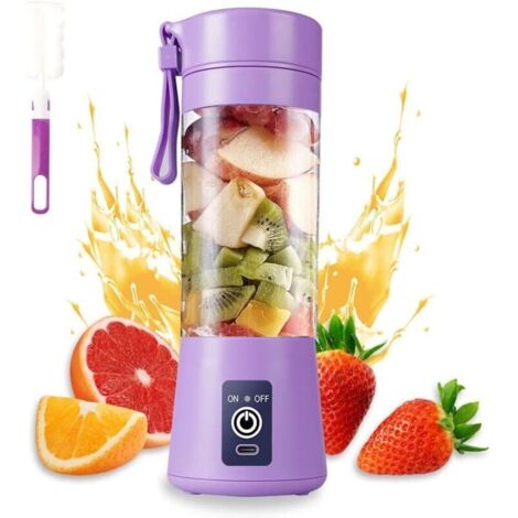 Bardusch-Mini mélangeur portable pour milkshakes et smoothies avec USB rechargeable, 380 ml, mélangeur portable de voyage avec 6 lames