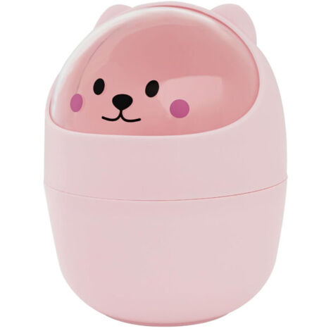 Bardusch-Mini poubelle de bureau rose, design mignon, grande ouverture, en plastique, avec couvercle amovible et panier à déchets amovible.